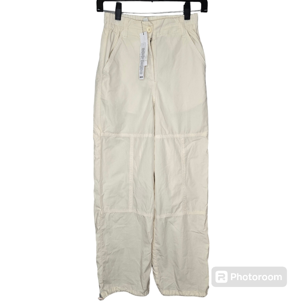NWT TOPSHOP Parachute‎ baggy pants Off White Color Size 0